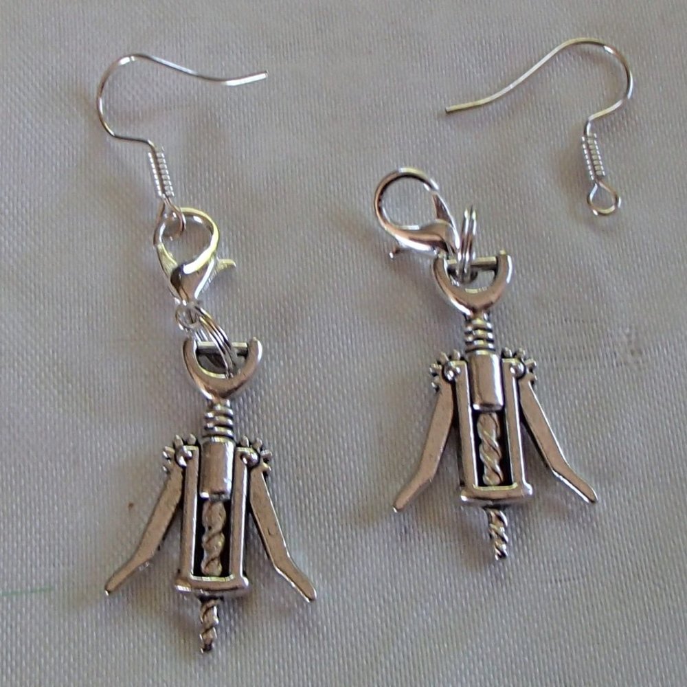 COPY - Corkscrew Bottle Opener 3D Handmade Convertible Earrings Zipper Pulls